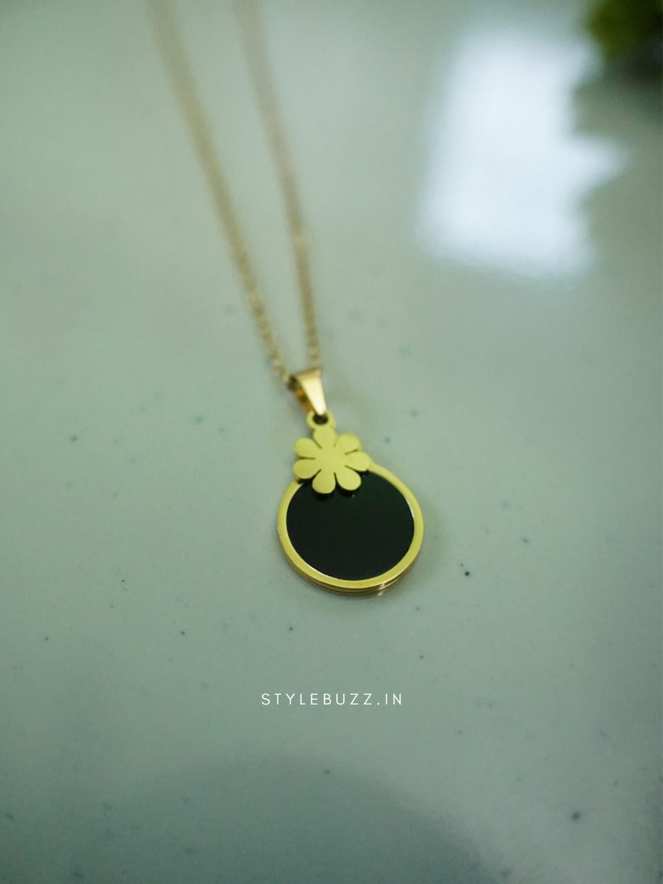 Anti Tarnish Black Floral Necklace