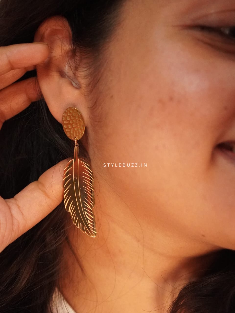 Anti Tarnish Feather Designed Earrings