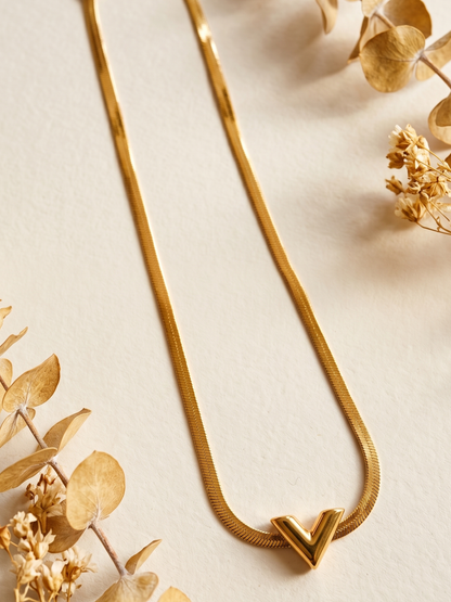 anti tarnish V shaped necklace