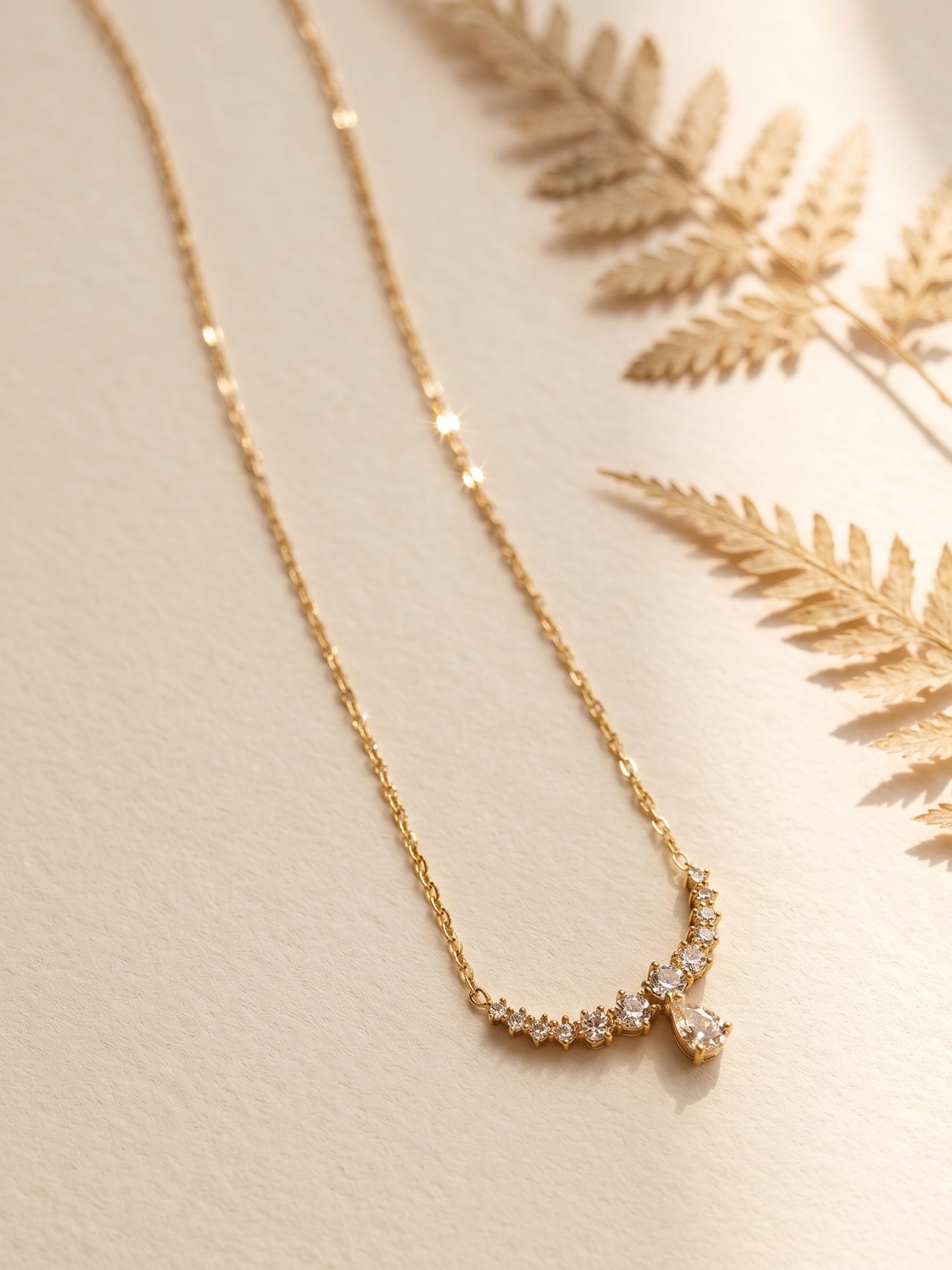 anti tarnish necklace with small AD stones