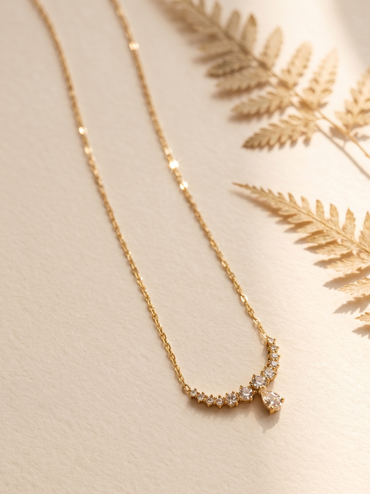 anti tarnish necklace with small AD stones
