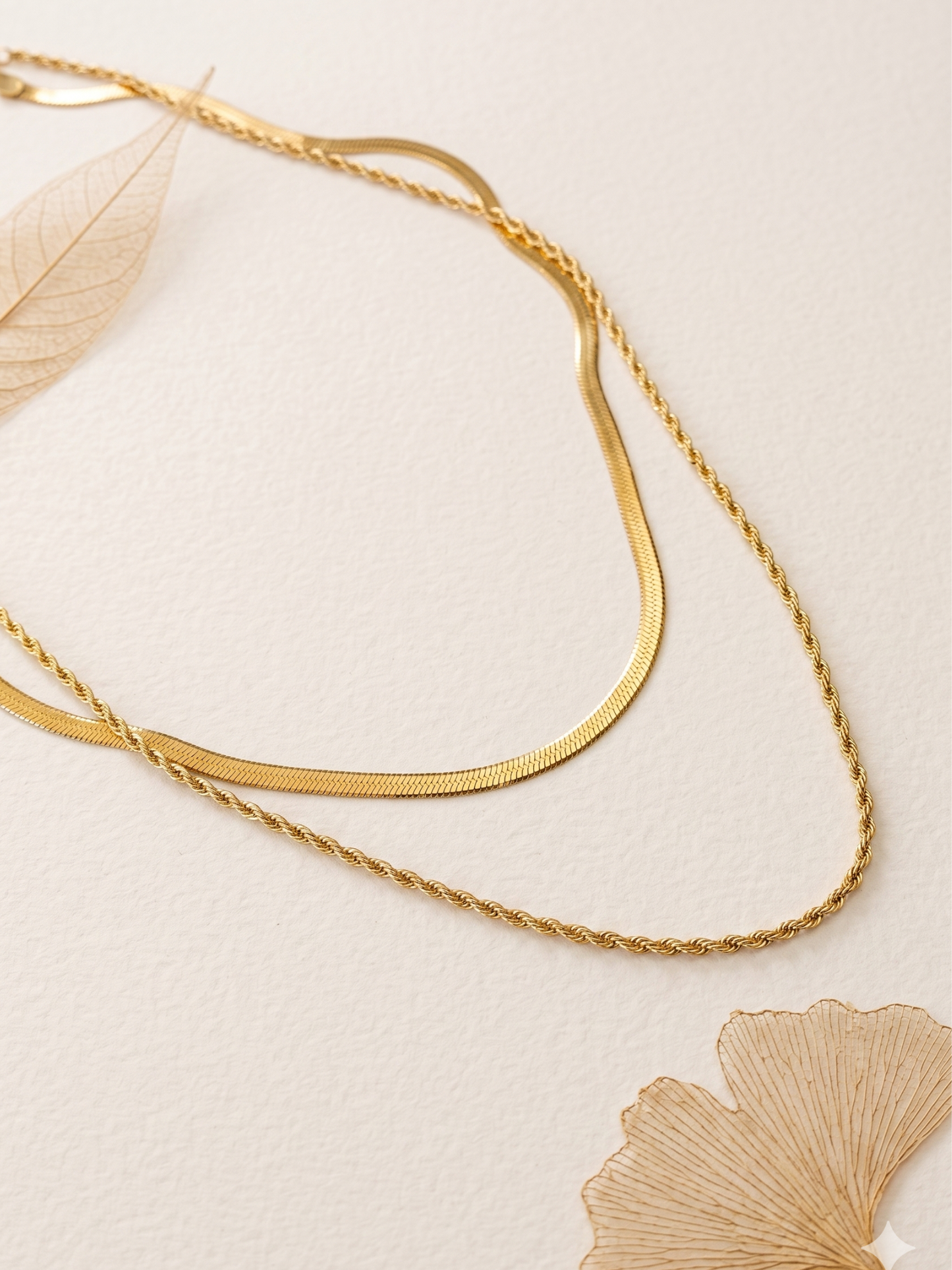 double layered snake and rope chain necklace