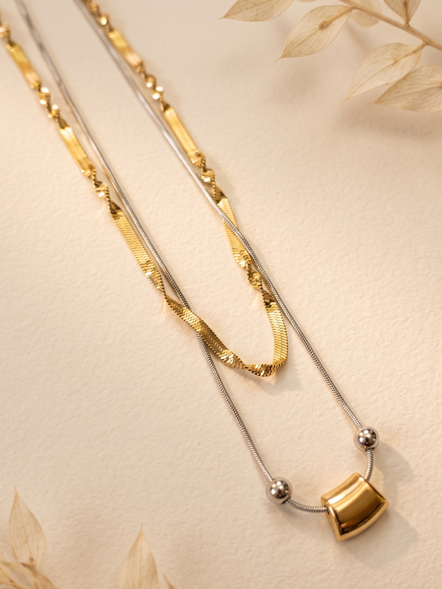 dual tone double layered necklaces 
