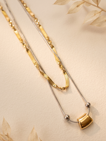 dual tone double layered necklaces 