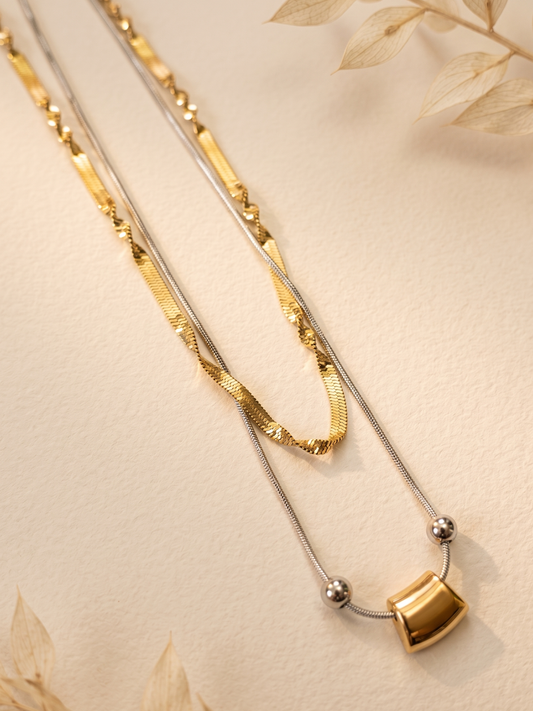 dual tone double layered necklaces 