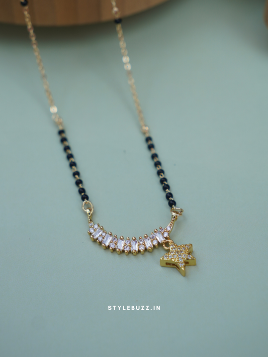 Anti Tarnish Moon & Star pendant Mangalsutra