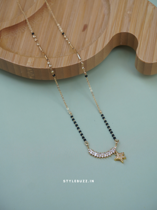 Anti Tarnish Moon & Star pendant Mangalsutra