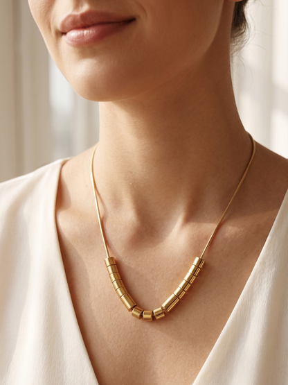 waterproof necklace with cylindrical beads