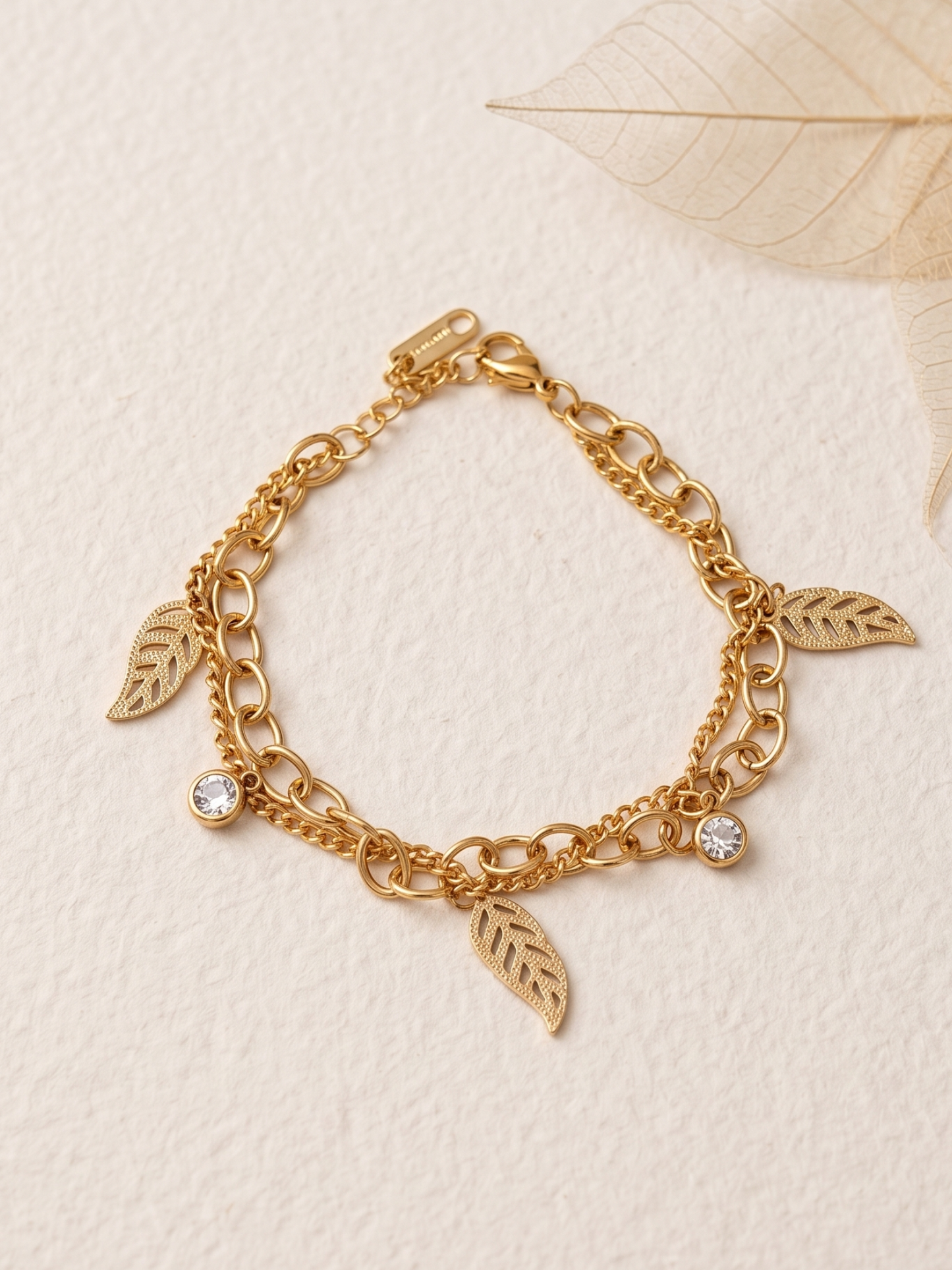 waterproof bracelet with leaf charms 