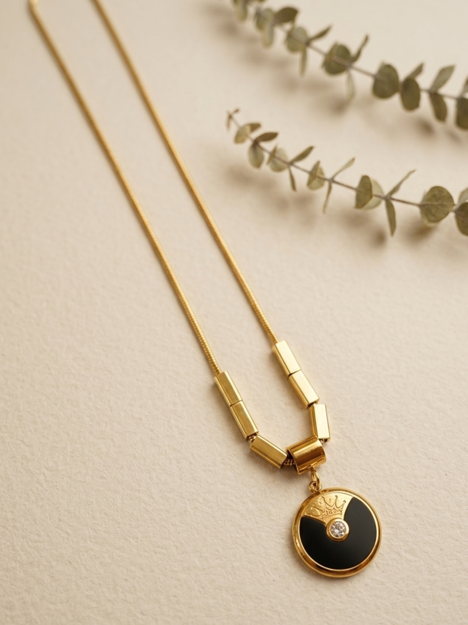 waterproof necklace with a black pendant