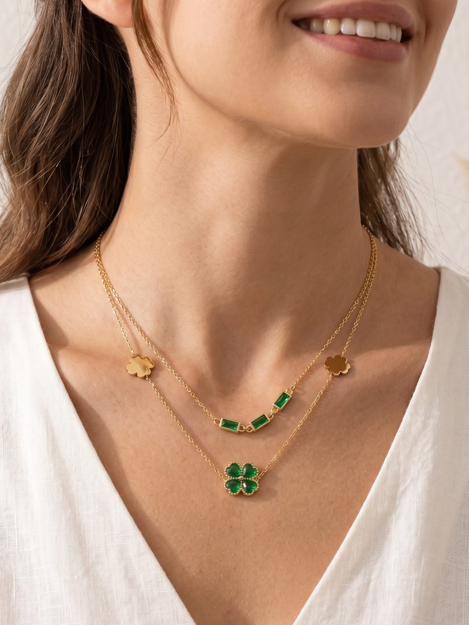 waterproof necklace with green gemstones necklace